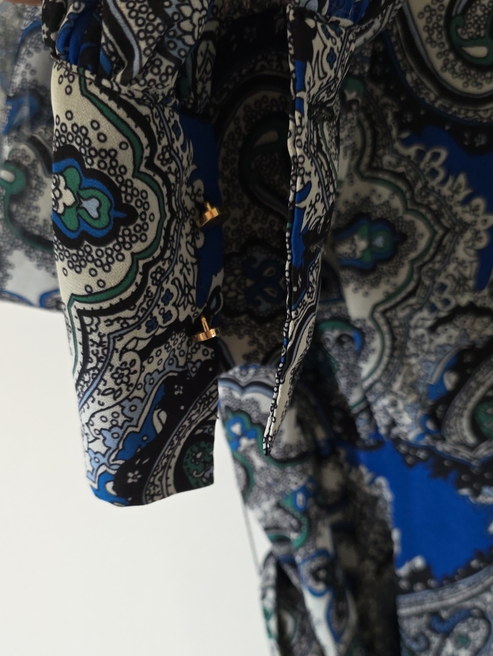 Karen Millen Tile Print Georgette Pleated Woven Shirt Dress, US 8 - Picture 5 of 10
